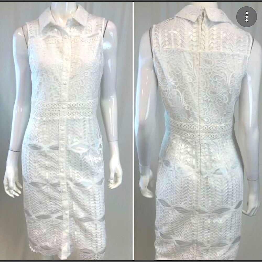 ‼️NWT EVA MENDEZ WHITE LACE BUTTON DOWN MIDI DRESS‼️